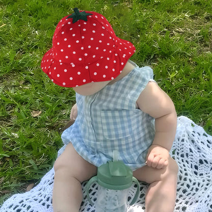 Baby Girl & Toddler Wide Brim Strawberry Pattern Sun Hats Kids