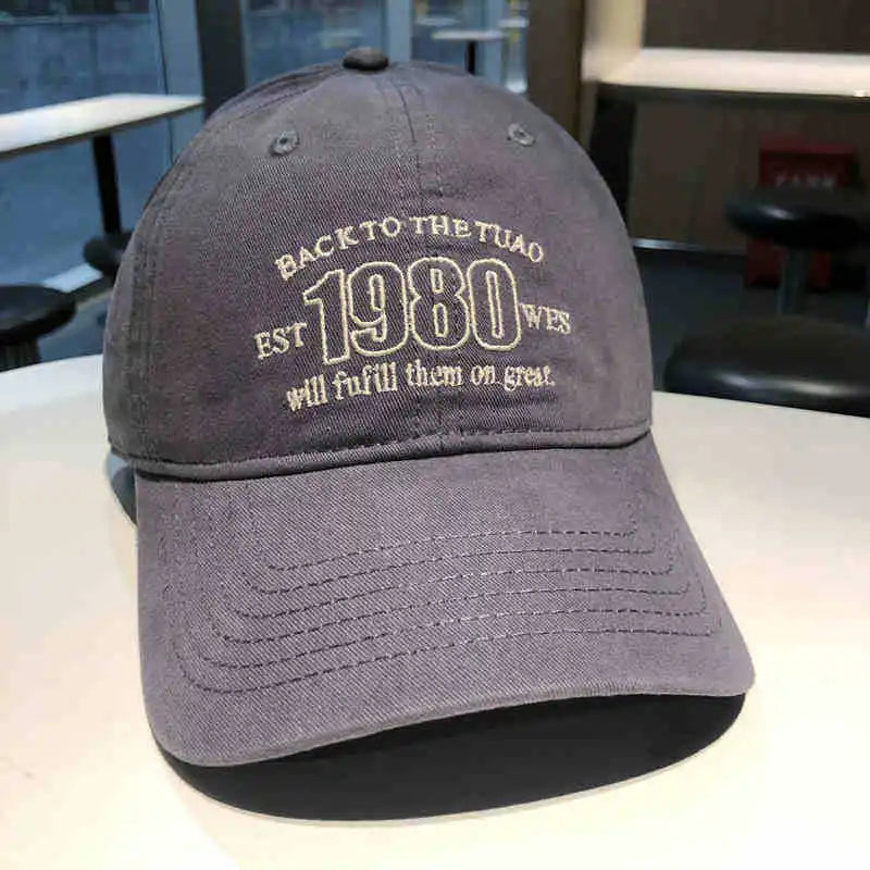 Fashion Solid Color Baseball Hat for Women Cotton Letter Embroidery