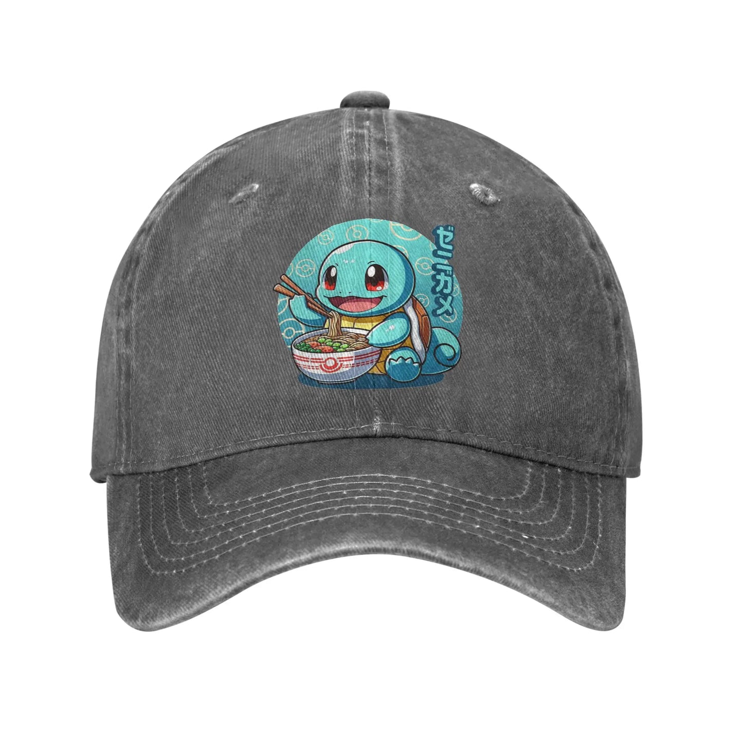 Classic Cute Water Type Creature Eating Ramen Pokemons Baseball Caps