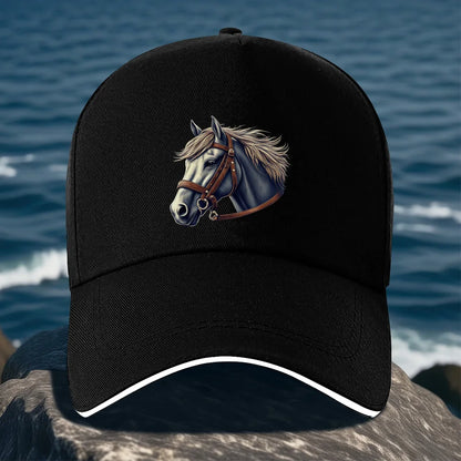 Cool Horse Head Print Baseball Cap Unisex Polyester Adjustable Snapback Hat