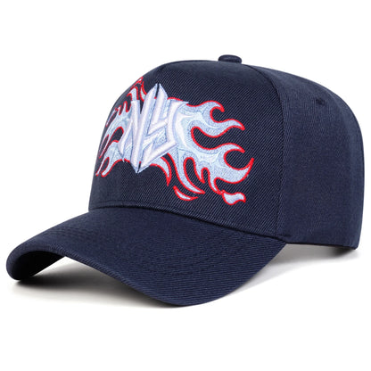 Unisex NY Flame Embroidery Baseball Caps Spring Autumn Outdoor Sports Cap