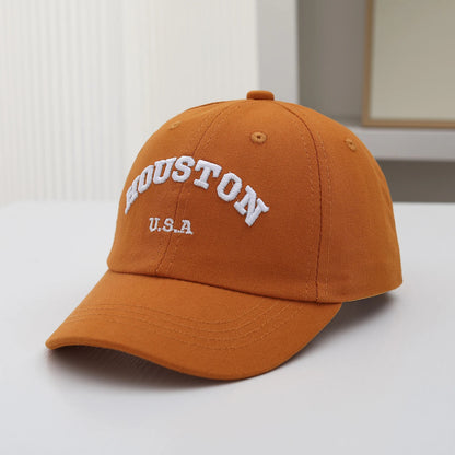 Retro Street Style Arched Letter Embroidery HOUSTON Baseball Cap Suitable For Outdoor Sun Protection