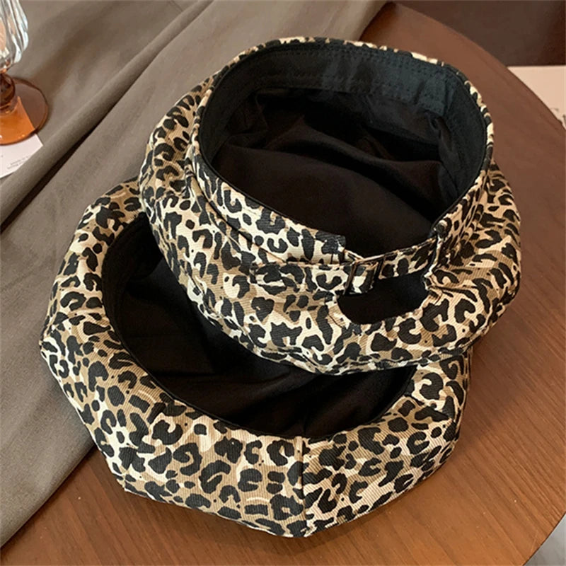 Leopard Berets For Women Print Octagonal Cap