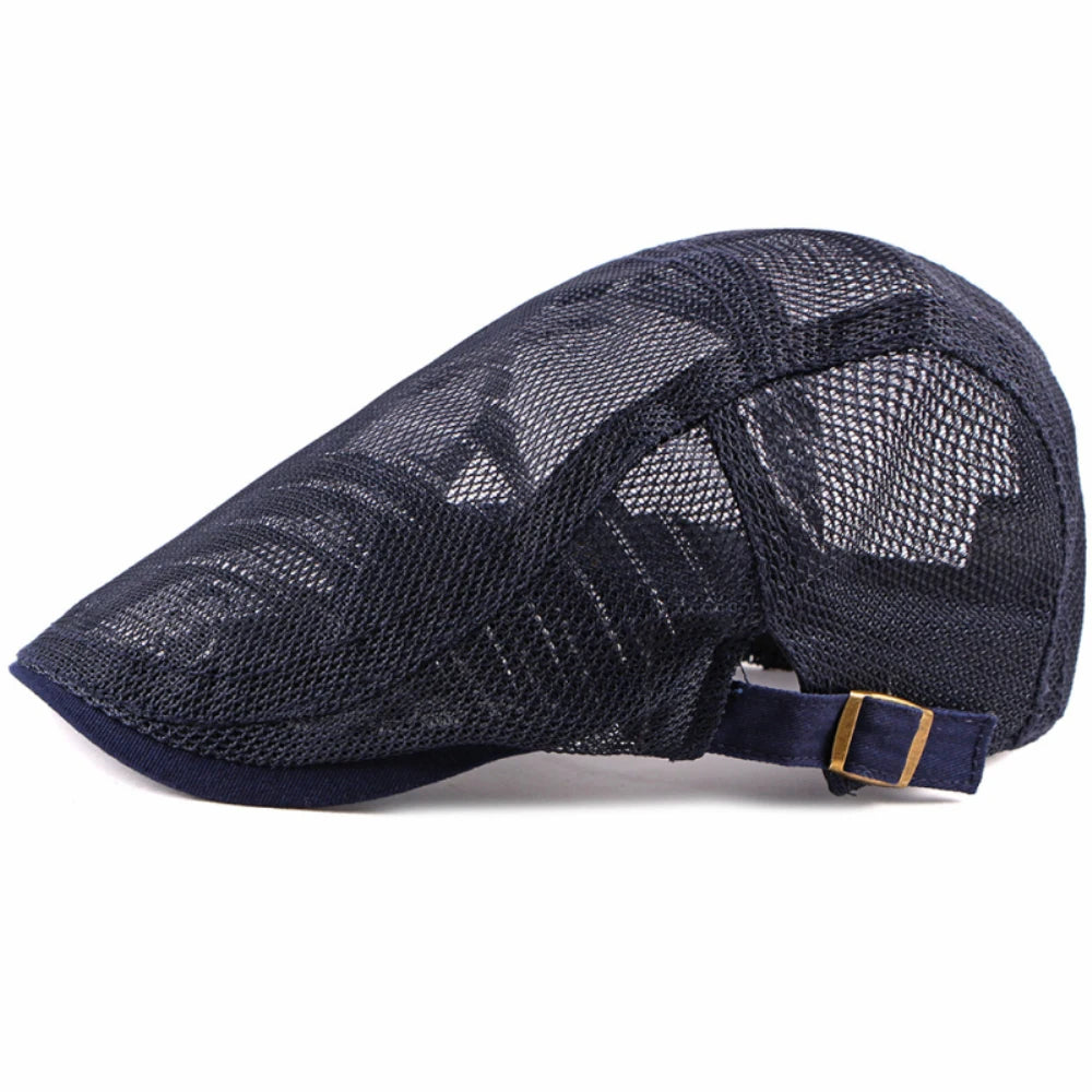 Men Women Breathable Mesh Trucker Cap Solid Plain Ivy Flat Cap Male Female Berets