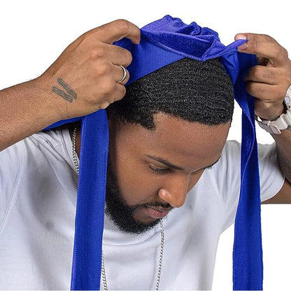 New Unisex Velvet Durags Bandana Turban Hat Men Women Breathable Long Tail