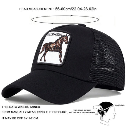 Unisex Horse Stallion Her Embroidery Embroidery Baseball Net Caps Spring and Summer