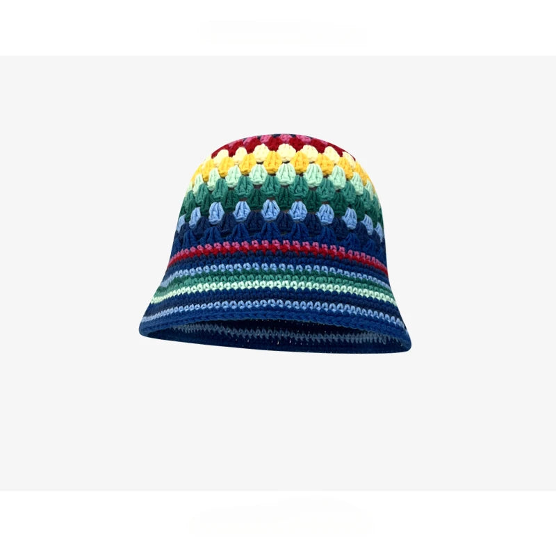 Dopamine Autumn Crochet Panama Cap Korean Handmade Bucket Hats