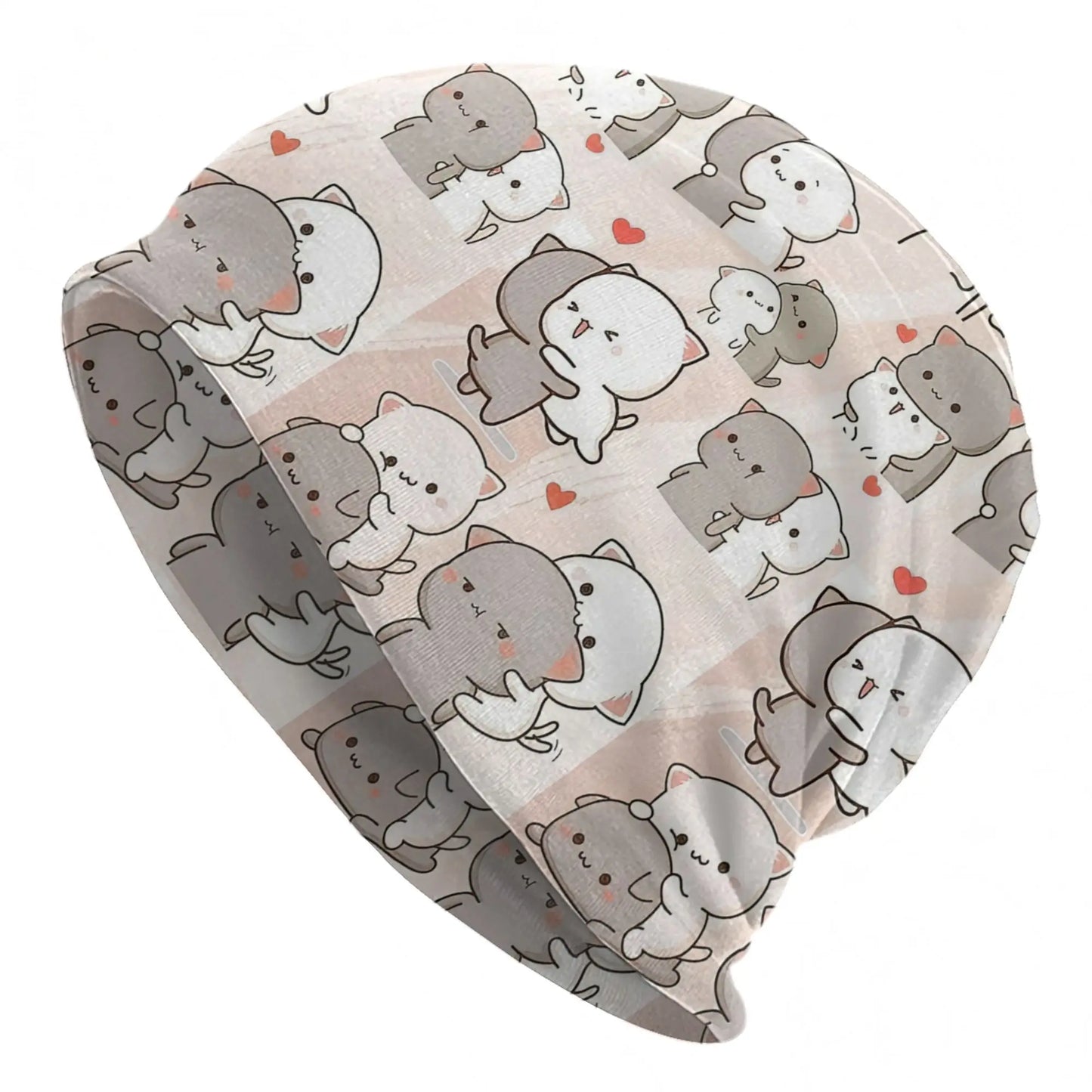 Kawaii Peach Cat Eating Strawberry Cake Caps Goma Mochi Men Women