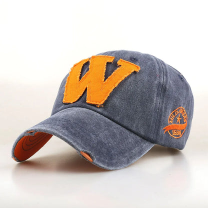 Retro Distressed Style Letter 'W' Baseball Cap