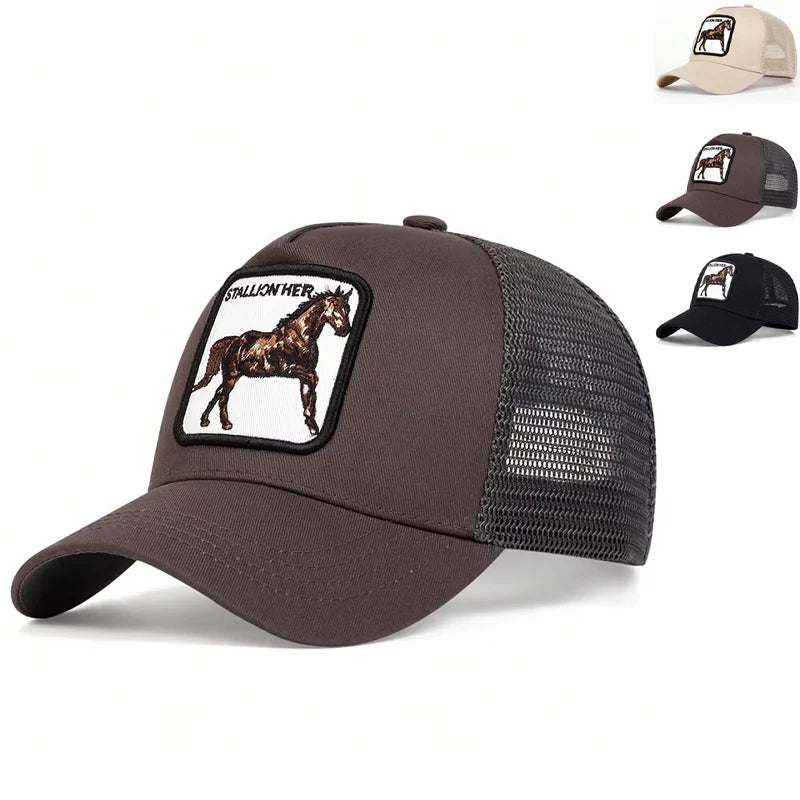 Unisex STALLION HER Letter Embroidery Baseball Net Caps Outdoor Adjustable Casual Hats Dad Hat Sunscreen Hat
