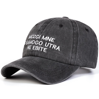 Unisex Letter Embroidery Washed Baseball Cap Spring Autumn