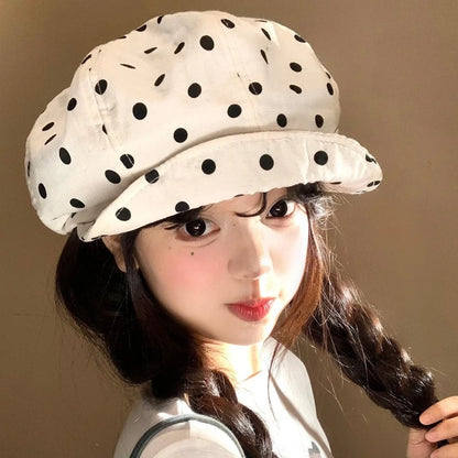 Japanese Polka Dot Soft Brim Beret Women's
