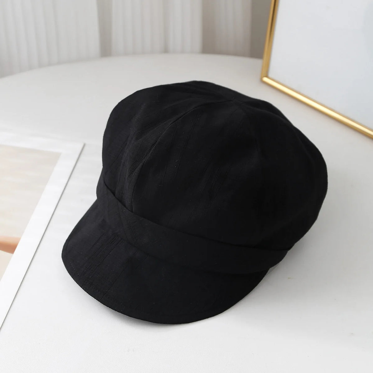 Women's New Simple Soft Brim Beret Cap Spring Summer Pleated Hat