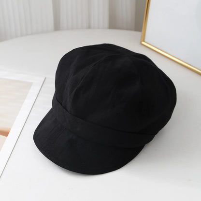 Women's New Simple Soft Brim Beret Cap Spring Summer Pleated Hat