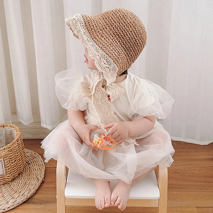 Summer Baby Sun Hat Lace Straw Kids Bucket Hats