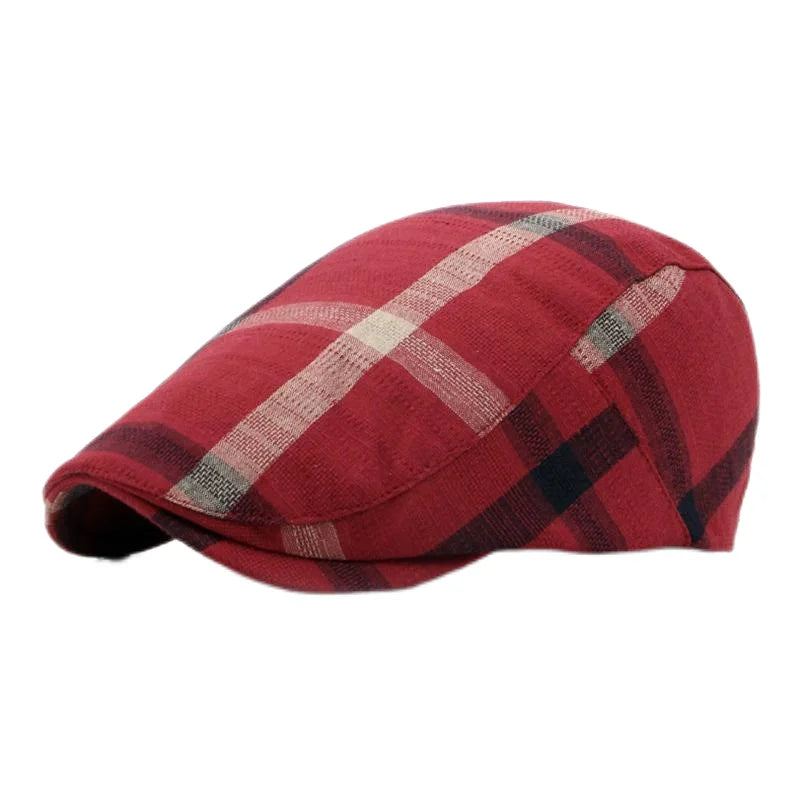 Spring Summer Dopamine Plaid Beret Duck Tongue Forward Hat