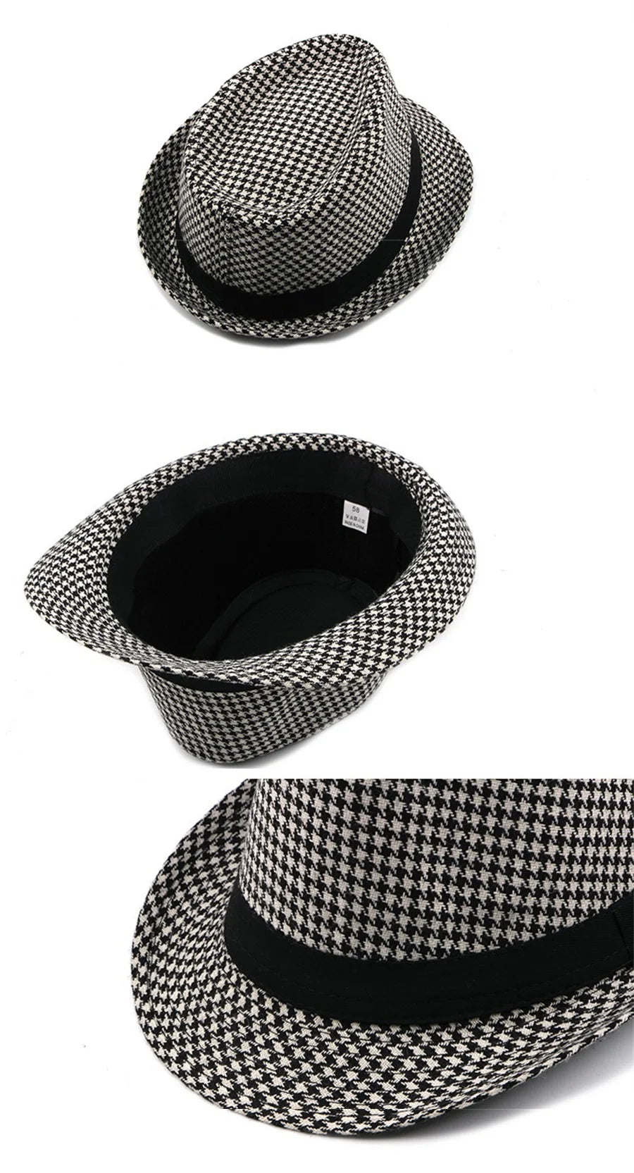 New Vintage Checked Top Hat Men's Middle-Aged And Elderly Woolen Gentleman's Hat