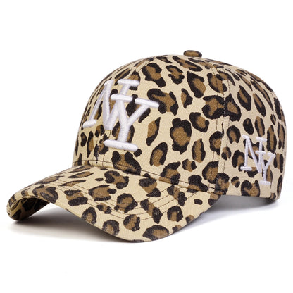 Unisex NY Letter Embroidery Leopard Print Baseball Caps Spring Autumn