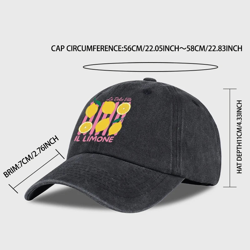 “IL Limone” Printed Vintage-Washed Baseball Cap
