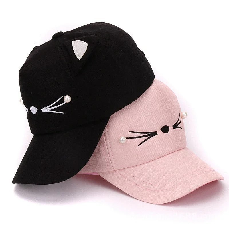 Cats Ears Fleece Hat Peak Cap Baseball Cartoon Cotton Outdoor Sport