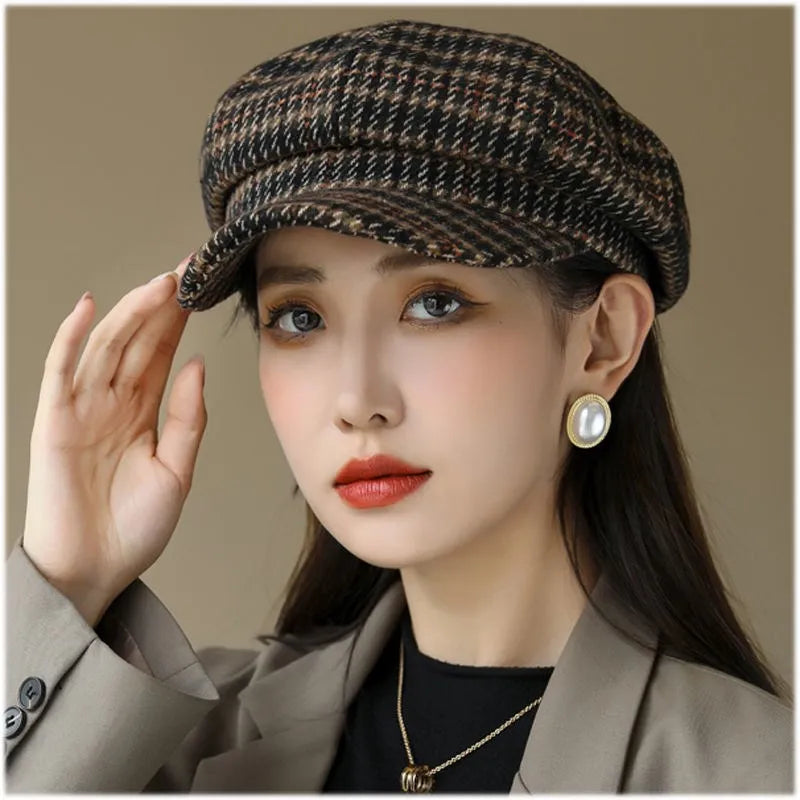 British Style Ladies Octagonal Hat Spring And Autumn