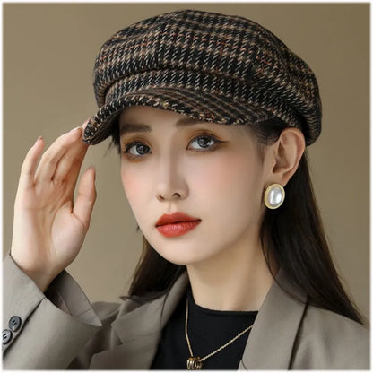 British Style Ladies Octagonal Hat Spring And Autumn