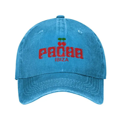 Preppy Cherry Baseball Cap Unisex Washed Cotton Denim Hats Outdoor Travel Cap