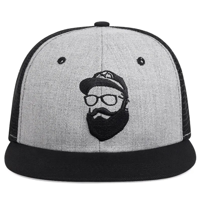 Unisex Uncle Beard Embroidery Hip Hop Net Hats Outdoor Adjustable Casual Baseball Caps Sunscreen Hat