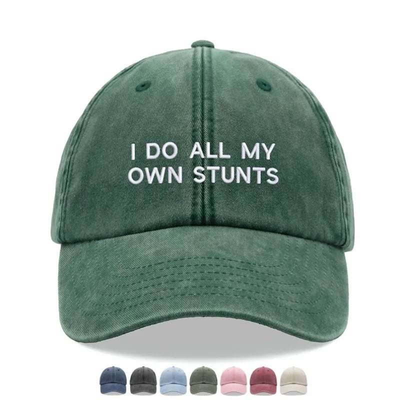 1pc "I Do All My Own Stunts" Baseball Caps Men Vintage Washed Dad Hat