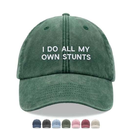1pc "I Do All My Own Stunts" Baseball Caps Men Vintage Washed Dad Hat