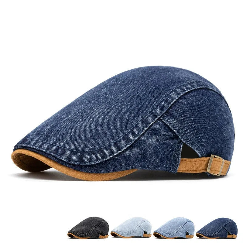 Four Seasons Cotton Solid Newsboy Caps Men Flat Peaked Cap Women