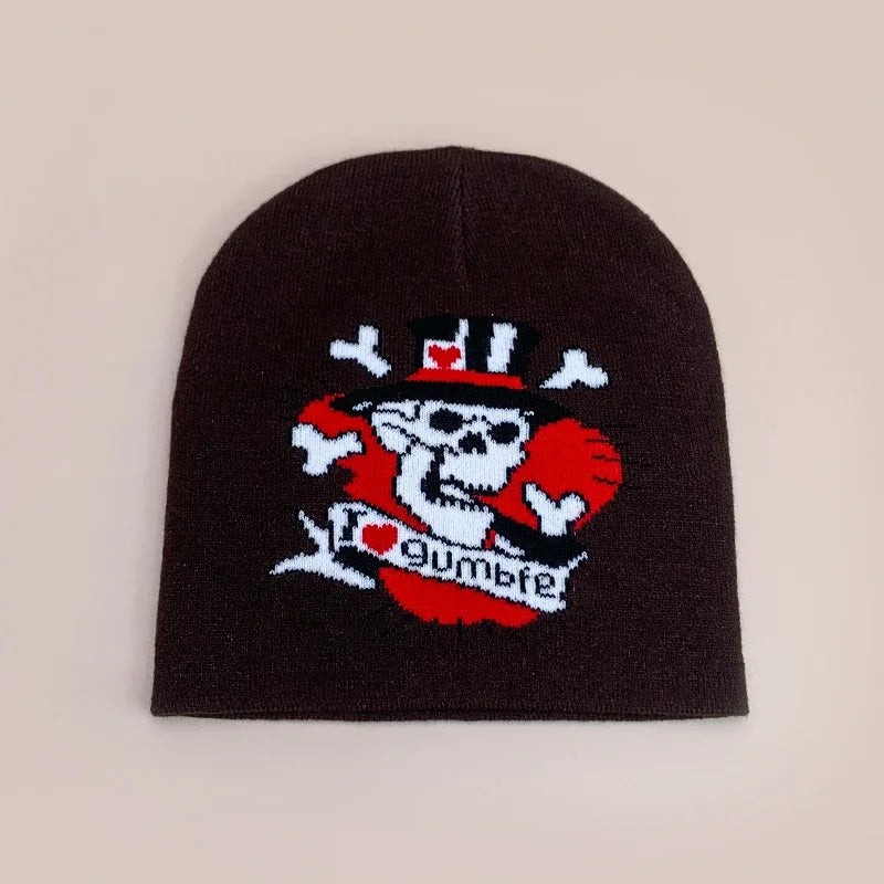 Skull Stripe Wool Knitted Hats Autumn And Winter