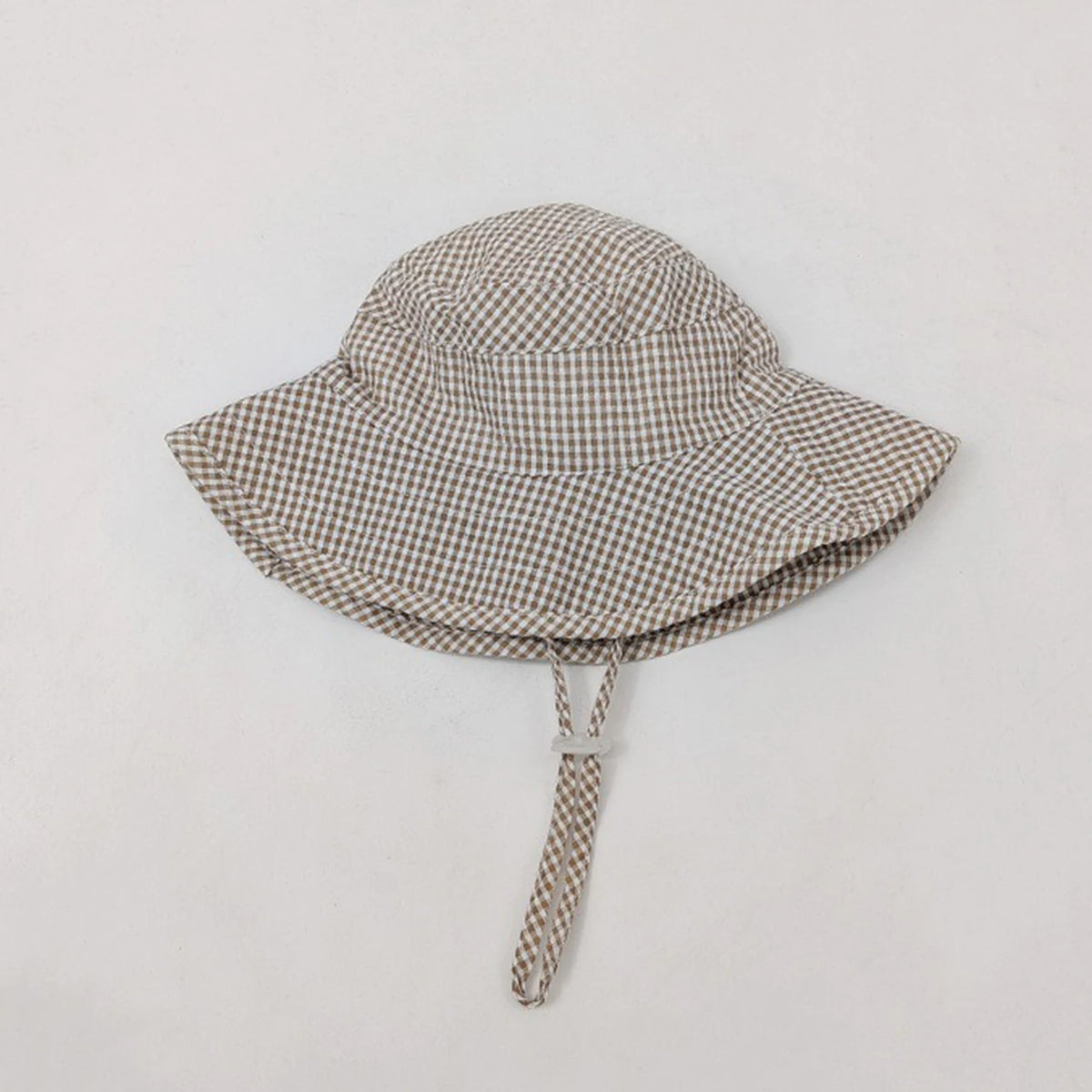 Korean Plaid Baby Bucket Hat Summer Wide Brim Fisherman Cap