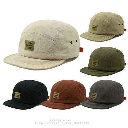Fashion 5 Panel Baseball Cap Snapback Caps Quick-Drying Flat-Brimmed Hat For Men Women