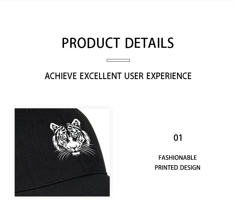 Tiger Head Print Baseball Cap Bold Vintage Wild Style Daily Commute Outdoor Hiking Camping Travel Perfect Gift