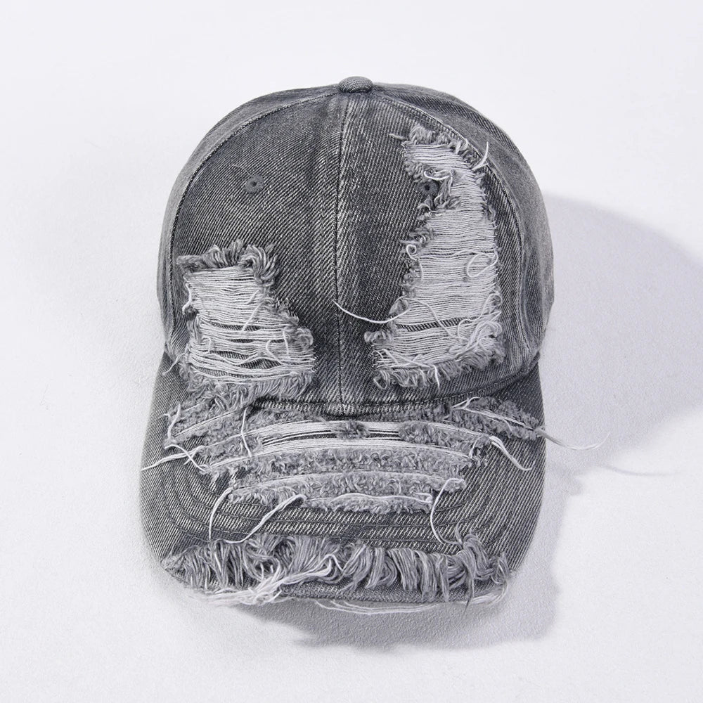 Unisex Denim Baseball Caps Retro Ripped Outdoor Cap