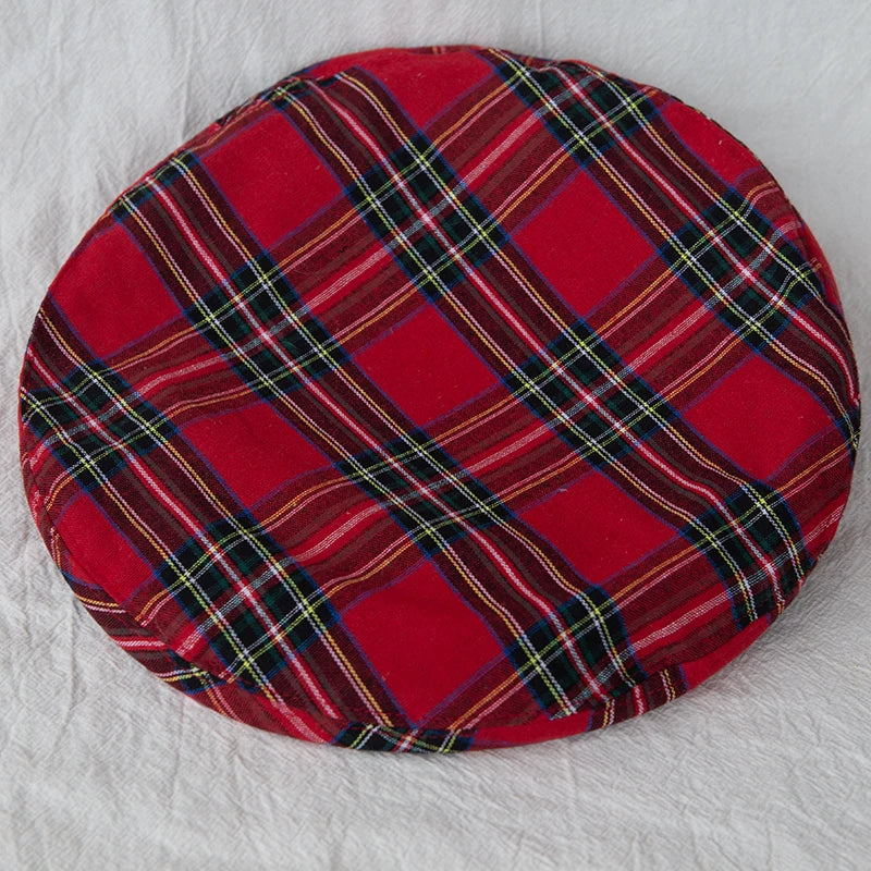 Classic Plaid Beret Hat Women Men Vintage Scottish Tartan Painter Cap
