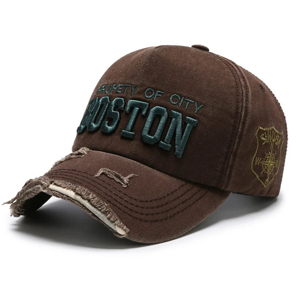 Trendy Worn Cowboy Baseball Cap Embroidery Trucker Cap Outdoor