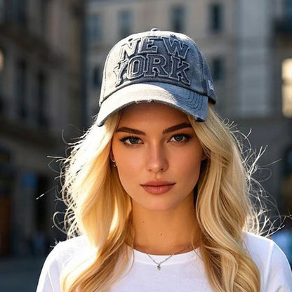 New York Washed Cotton Cap For Adult Men Women Summer Baseball Caps