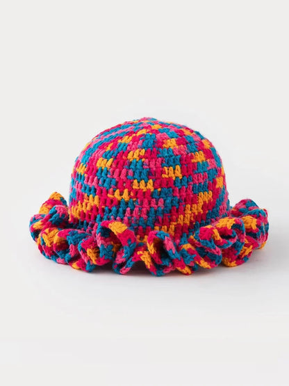 Solid Color Hand Knitted Knit Hat In Bohemian Style With Hollowed Out