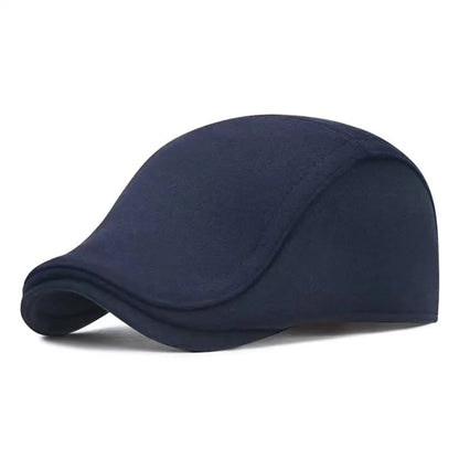 New Solid Color Men Berets Woolen Fabric Soft Peaked Cap