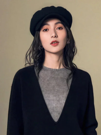 Hat Women's Big Head Circumference Shell Art Casual Versatile Painter Hat