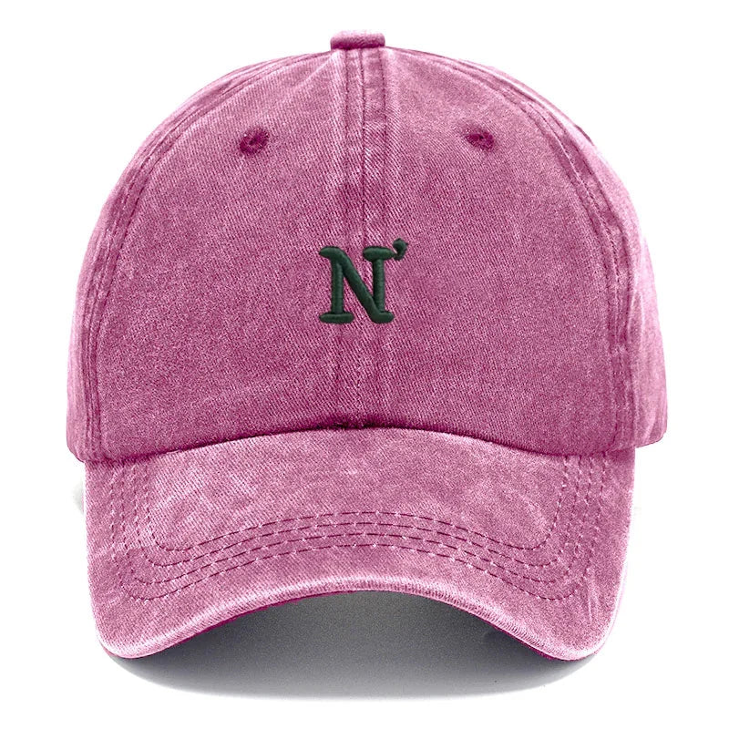 Cotton Washed Vintage Snapback Embroidered Letter N Unisex Baseball Cap