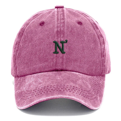 Cotton Washed Vintage Snapback Embroidered Letter N Unisex Baseball Cap