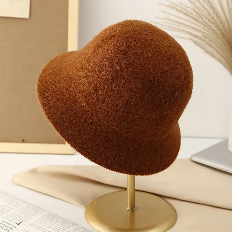 Wool Warm Winter Bucket Hats For Women