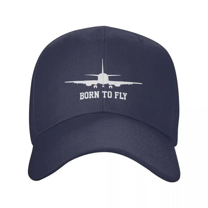 Born To Fly Airplane Baseball Cap Outdoor Women Men's