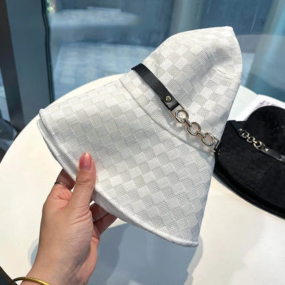 New Fashion Women Fisherman Hat Women's Large Eave Chain Mesh Breathable Sun Hat
