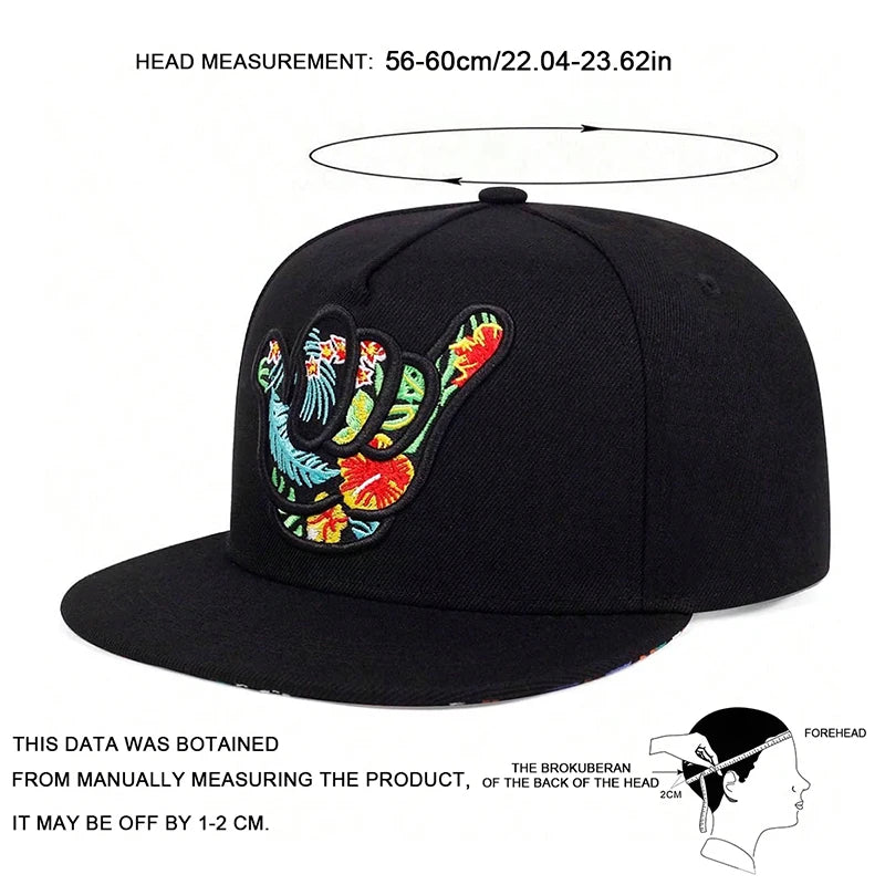 Unisex Fingers Embroidery Hip Hop Hats Spring Autumn Outdoor Adjustable Casual Baseball Caps Trucker Caps Sunscreen Hat