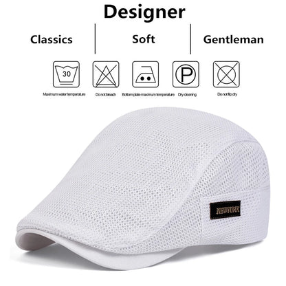 Men New York Label Mesh Breathability Newsboy Caps