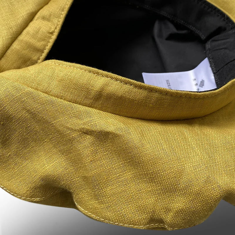Spring Summer Yellow Linen Beret Korean Style Literary Painter Cap